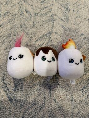 Plush Marshmallow Pet Toy Trio - White Plush Squeaky Friends